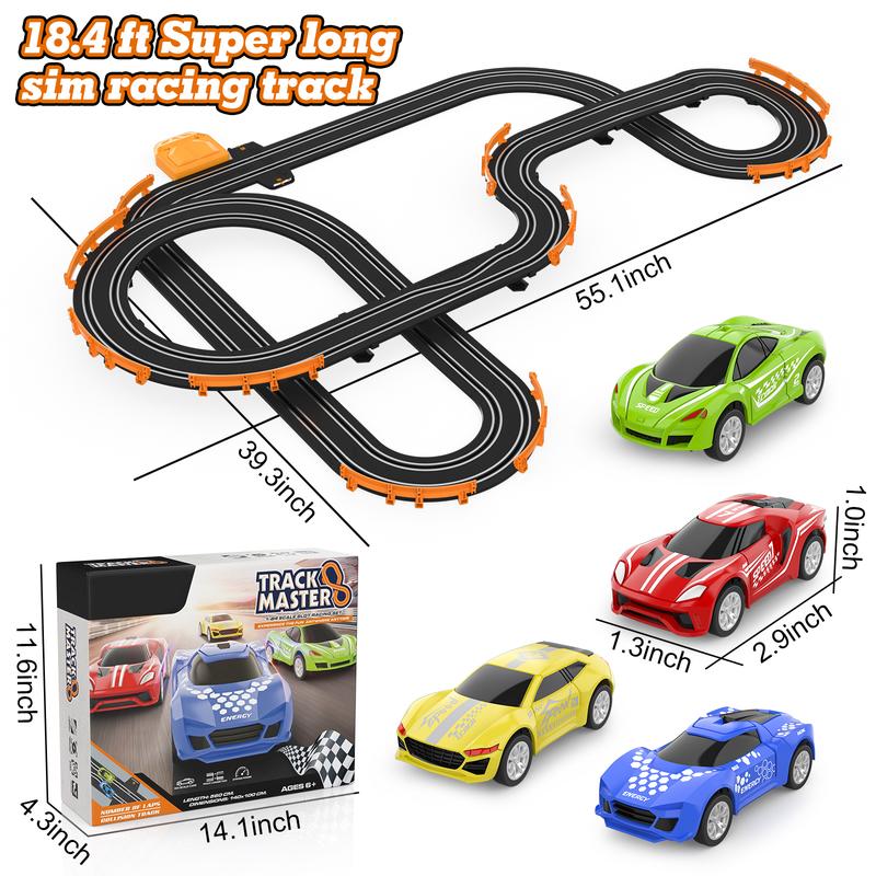 Slot Car Race Track Sets with 4 High-Speed Slot Cars, Battery or Electric Car Track, Dual Racing Game Lap Counter Circular Overpass Track, Gifts Toys for Boys Kids Age 6 7 8-12 rc car