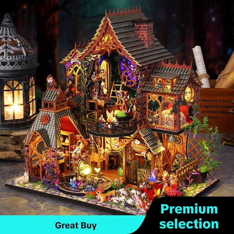 3D Wooden Puzzle, DIY Book Nook Kit, Magic Forest Elf House Model Kit, 3D Desktop Decoration Ornament, DIY Model Kit for Bookshelf Decoration, Stocking Fillers Gift, Christmas, Christmas Gift