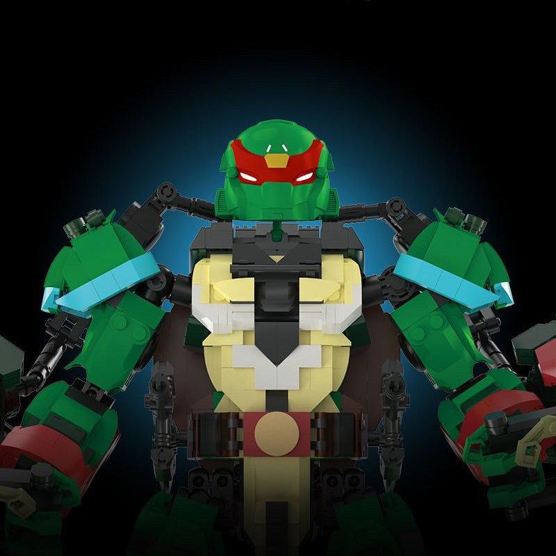 TOYSLINE-Red Mecha Ninja Turtle Raphael Armor Mecha Transformation Robot Toy MOC 288007 DIY Building Blocks Gifts for Children and Adults