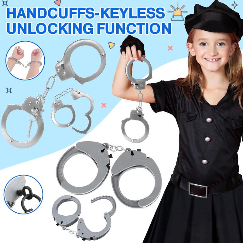 Christmas Police Toys, Police Pretend Play Toys for Dress Up, Role Play Set with Police Accessories, Handcuffs, Warning Light, Police Badge, Birthday Halloween Christmas Gifts for Kids Boys Girls