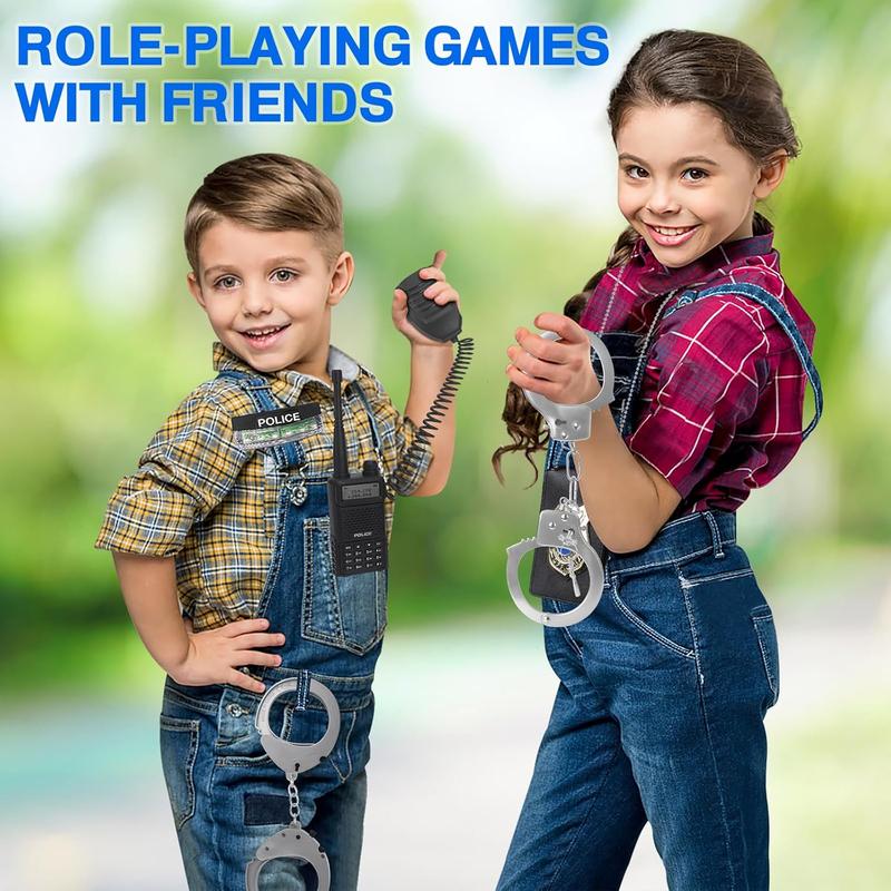 Christmas Police Toys, Police Pretend Play Toys for Dress Up, Role Play Set with Police Accessories, Handcuffs, Warning Light, Police Badge, Birthday Halloween Christmas Gifts for Kids Boys Girls