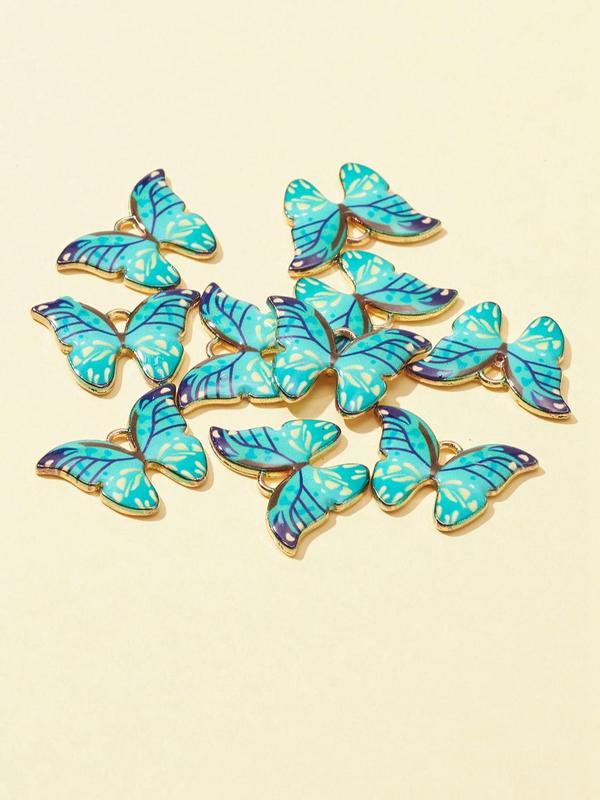 10pcs Butterfly Design Pendant, Fashion Alloy Diy Jewelry for Women for Gift, Fashion Accessories for Necklace, Bracelet, Earrings Making