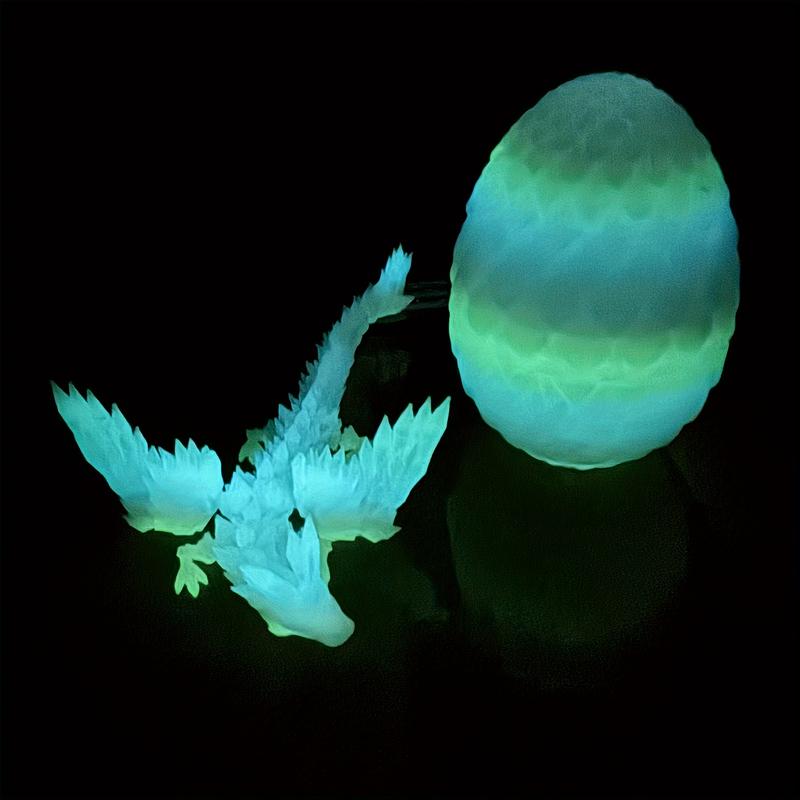 A 3D Printed Dragon Egg with Movable Dragon Man Doll-Home Office Plastic Table Decoration-Swinging Joint, Collection Toy-Ideal Gift for Christmas