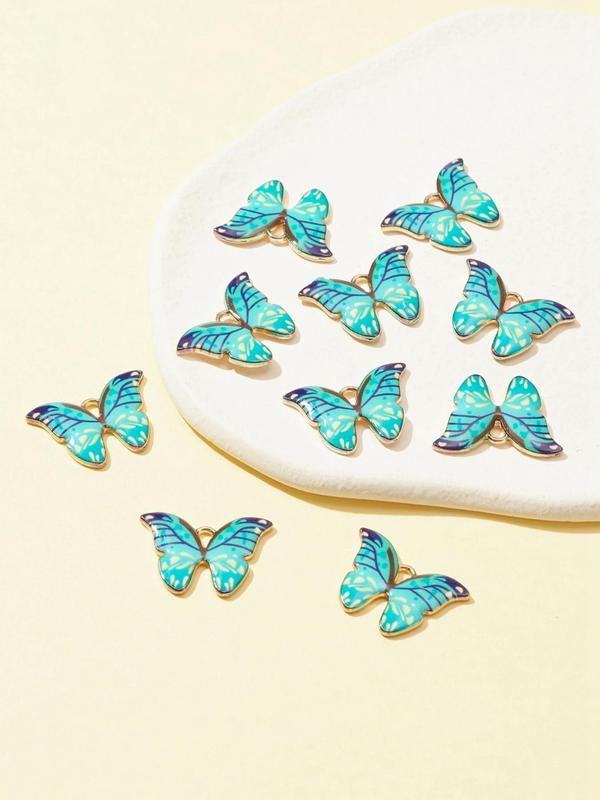 10pcs Butterfly Design Pendant, Fashion Alloy Diy Jewelry for Women for Gift, Fashion Accessories for Necklace, Bracelet, Earrings Making