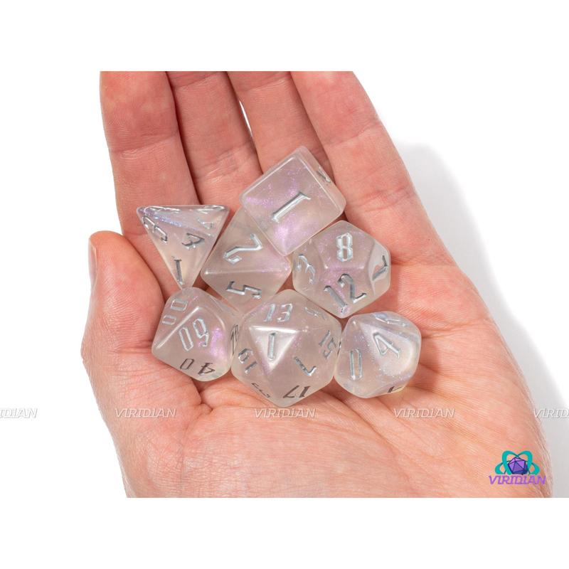 Mr. Freeze | Translucent With Glitter Acrylic Dice Set (7) | Dungeons and Dragons (DnD)