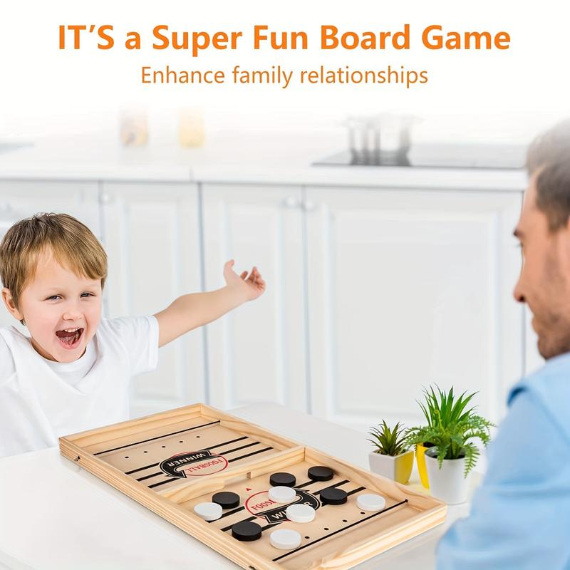 Family Fun: Fast Puck Game with Wooden Board for Interactive Play and Birthday Gifts