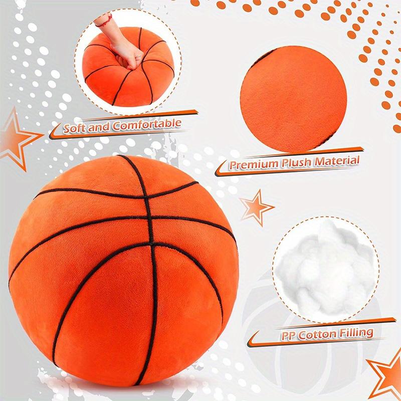 Soft Plush Simulation Basketball Plush Pillow - Polyester Fiber Stuffed Toy Ball for Boys Who Love Sports, Features Sports Theme and Realistic Design - Great for Basketball Fans and Sports Enthusiasts