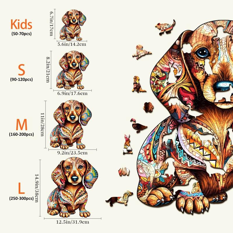 Dachshund 3 Wooden Jigsaw Puzzle - Perfect for Kids and Adults