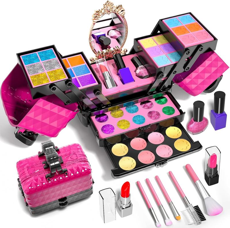 Christmas gift Kids Makeup Kit for Girl, 52 Pcs Pretend Makeup for Toddlers Kids, Washable Non Toxic Make Up for Girls, Pretend Play