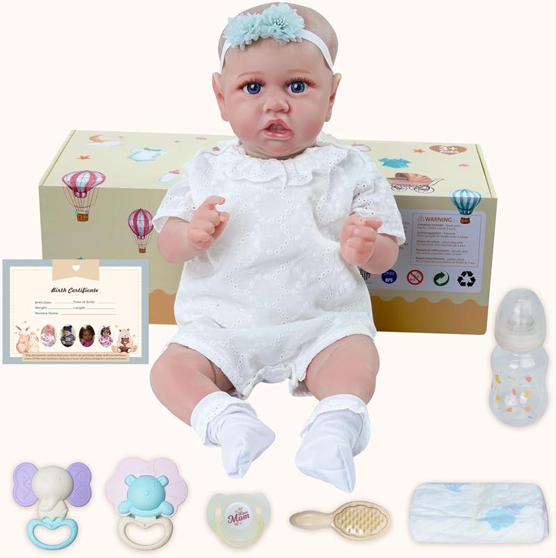 Lifelike Reborn Baby Dolls Boy, 17 inch Realistic Dolls Newborn Real Life Baby Soft Vinyl Lifelike Reborn Dolls with Clothes and Toy Gift for Kids Age 3+