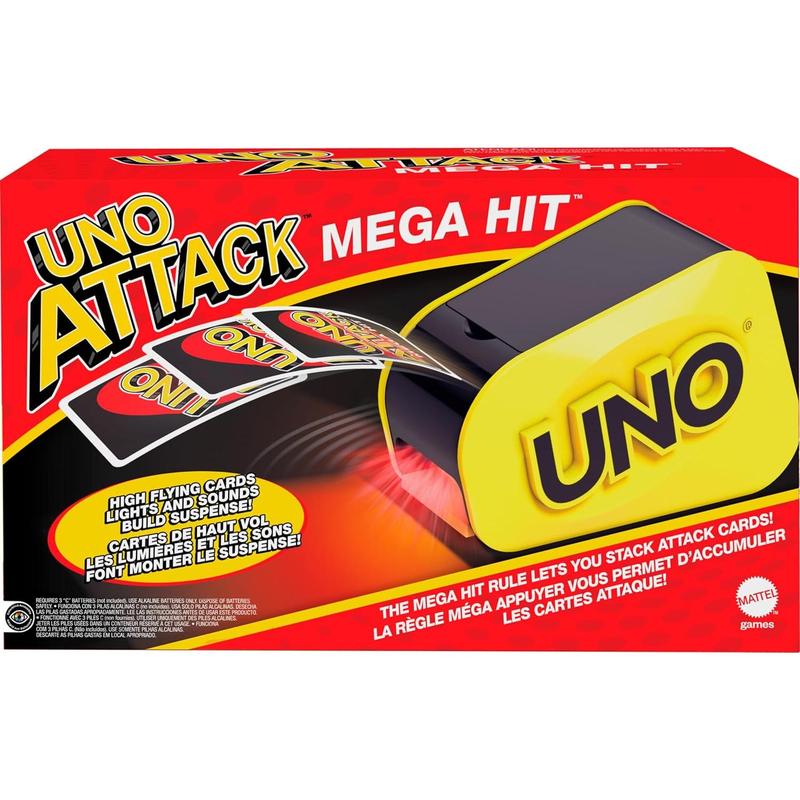 UNO Attack Card Game for Family Night with Card Launcher Featuring Lights & Sounds, Plus Mega Hit Rule ( Exclusive)