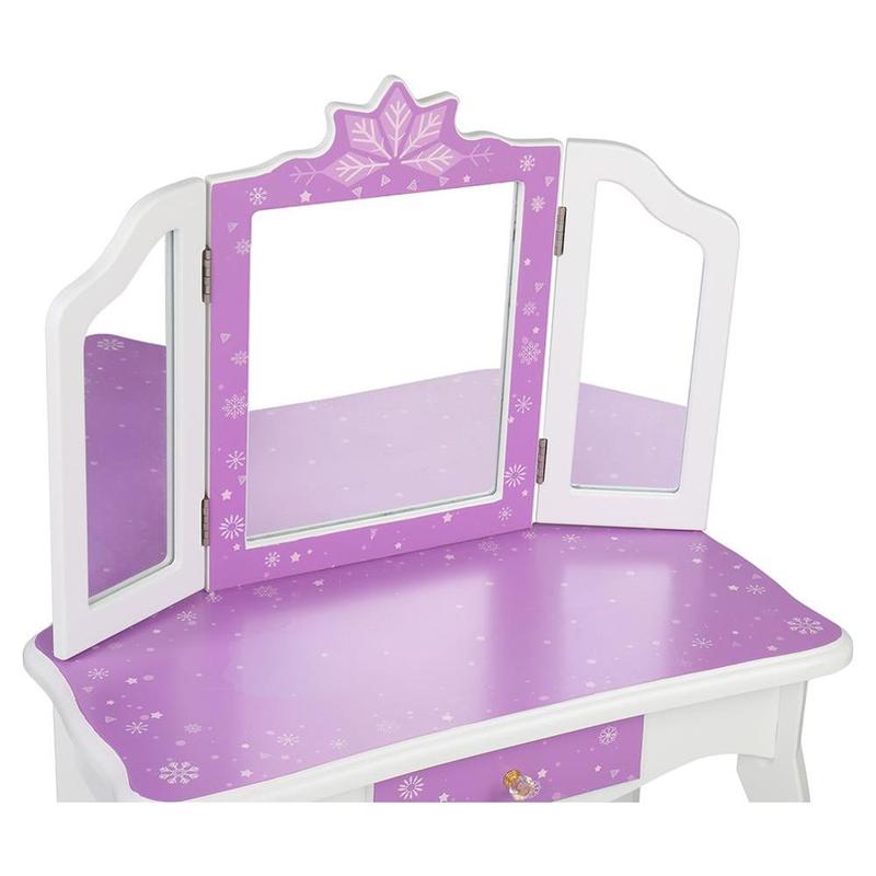 Kid's Vanity  Wooden Makeup Desk W  Mirror,Stool,Drawer Purple