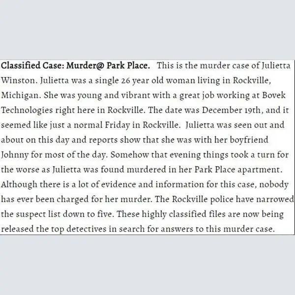 Unsolved Cold Case Files Detective Game - Hidden Clues. Only YOU Can Solve the Crime. [Murder at Park Place]