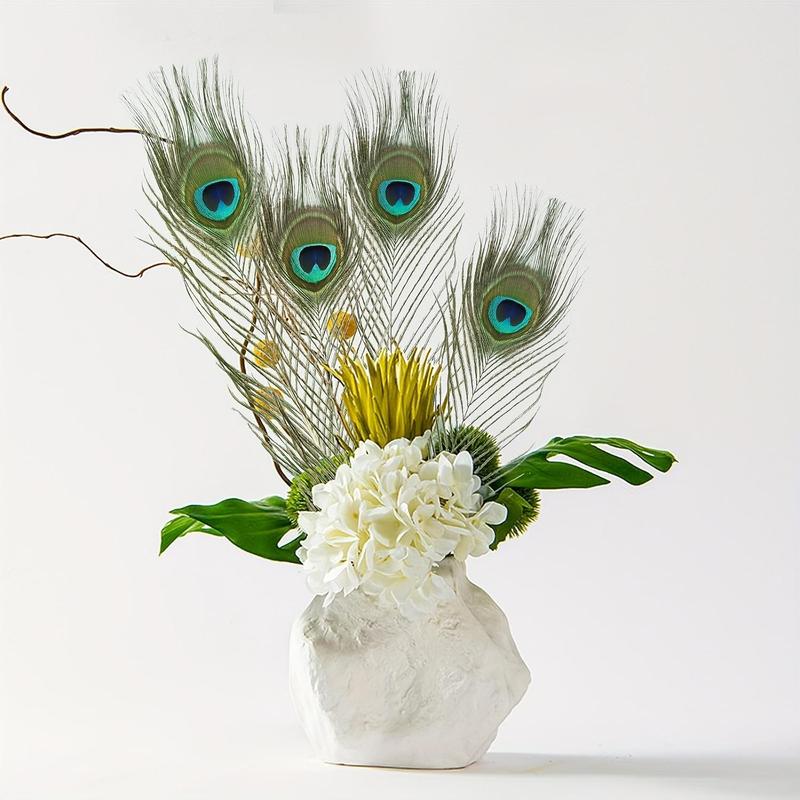 Artificial Peacock Feathers, 18pcs set Faux Feather, Scene DIY Craft for Home Room Table