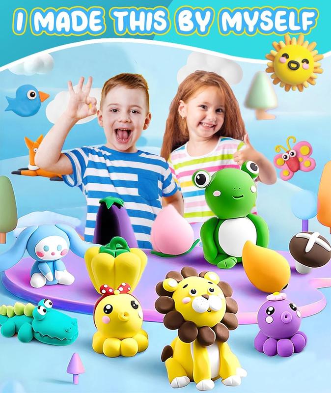 Christmas Gift For Kids Air Dry Clay - 60 Colors Air Dry Clay for Kids Adults, Polymer Modeling Foam Soft Magic Clay Crafts Kits for Kids