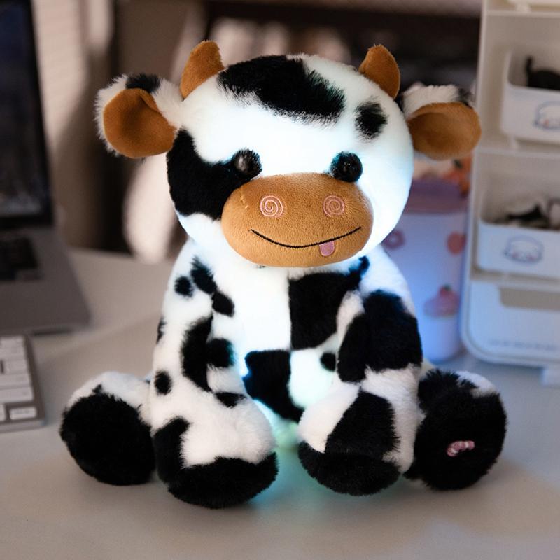 Cute Cow Design Plush Toy, 1 Count Soft & Comfy Animals Stuffed Plush Toys with LED Light, Creative Home Decoration for Gifts