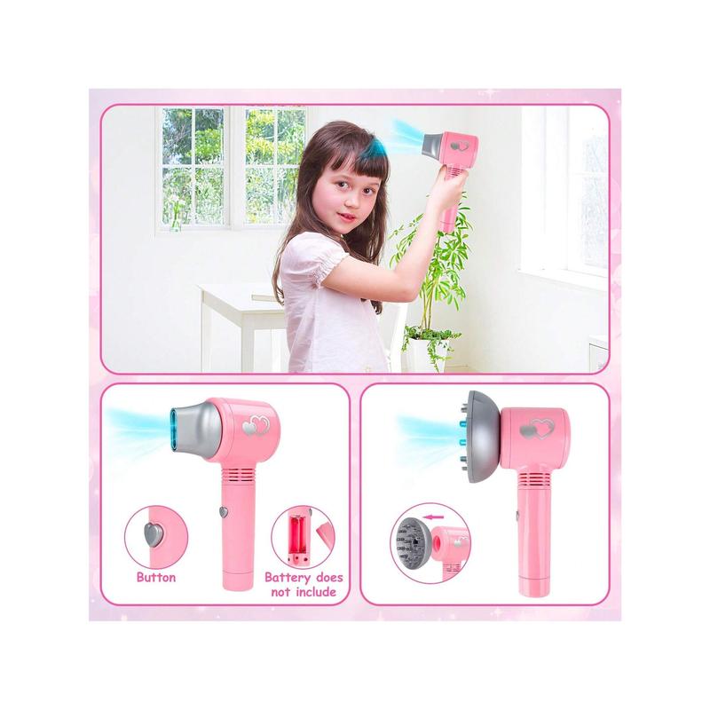 Girls Beauty Salon Set, 32PCS Kids Beauty Salon Toy Kit,Pretend Play Hair Stylist Toy Kit With Hairdryer, Barber Costume Apron,Hair Styling Toy Playset For Girls,Christmas Toys Gifts