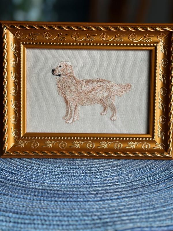 Golden Retriever Machine Embroidered and Framed!  Other Designs and Breeds Available!