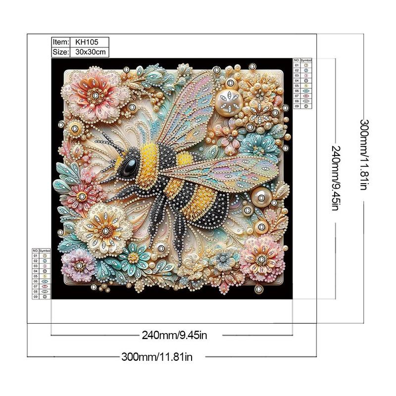 Bee Pattern DIY Diamond Art Painting Kit without Frame, DIY 5D Diamond Arts Painting Kit, Wall Art Decor for Home Living Room Bedroom