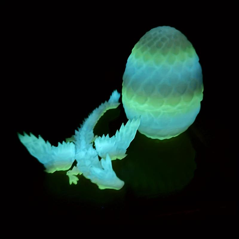 A 3D Printed Dragon Egg with Movable Dragon Man Doll-Home Office Plastic Table Decoration-Swinging Joint, Collection Toy-Ideal Gift for Christmas