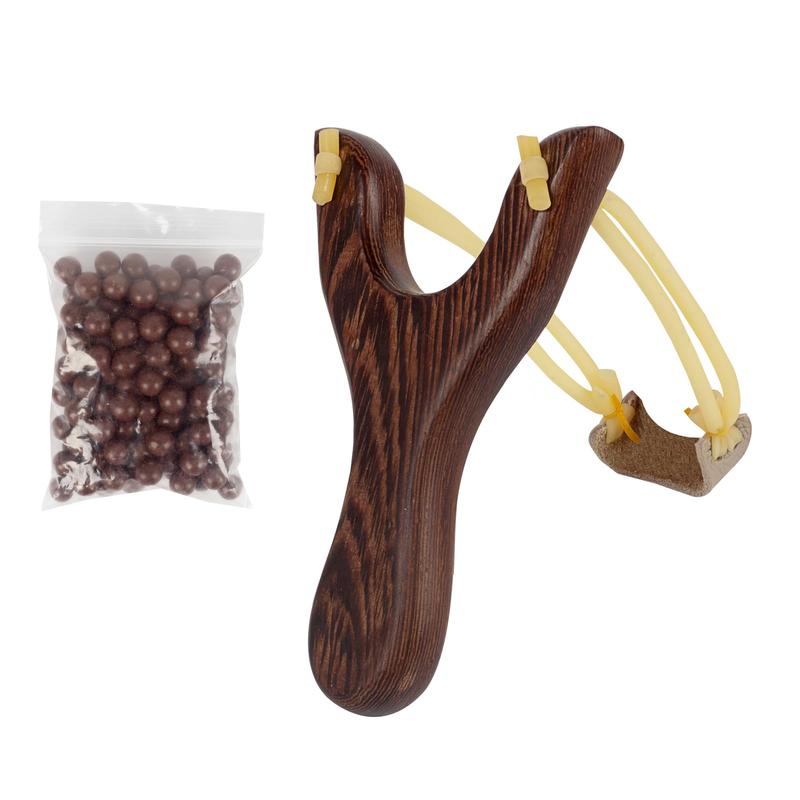 Premium Wooden Slingshot Set with Clay Ball - Perfect for Outdoor Adventure, Hunting & Fishing