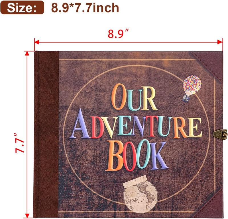 Our Adventure Book 146 Pages 8.9*7.7 Inch Scrapbook Photo Album, Retro Style Embossed Letter Cover Travel Diary Journal Scrap Book For Couples, Memory Book For Anniversary Wedding,Valentine's Day Gift Christmas Wedding