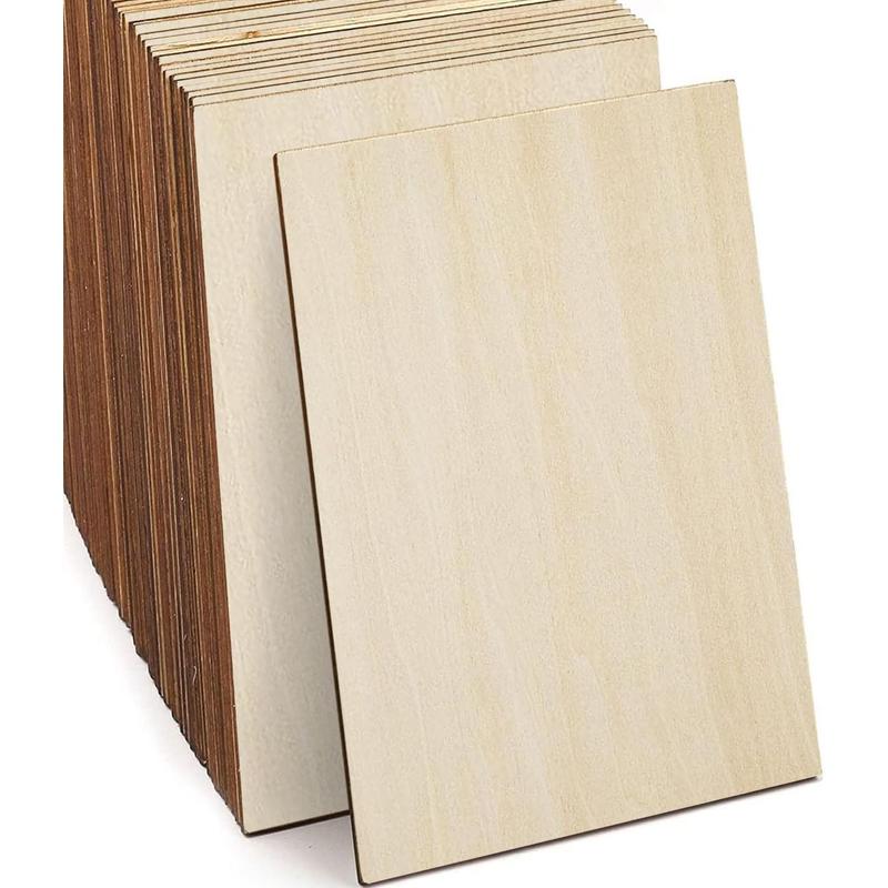 Basswood Sheets, 30 Pack Unfinished Wood, Rectangle Thin Plywood Wood Sheets for Crafts, Wood Burning and CNC Cutting, Wooden DIY Ornaments wood blanks