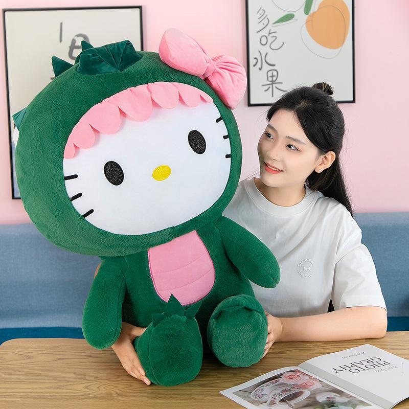 35cm Kawaii Hello Ki tty Dinosaur Plush Toy Cartoon Doll Room Decoration Sleeping Throw Pillow Kids Birthday Gift