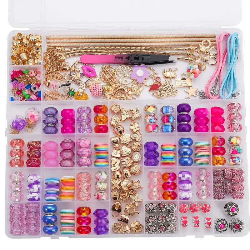 Creative Assorted Beads Charm Kit, 275pcs set Jewelry Making Kit with Portable Storage Box, DIY Jewelry Making Supplies for Women & Teenager, Stocking Fillers Gift