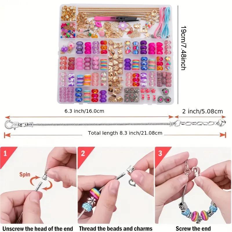 Creative Assorted Beads Charm Kit, 275pcs set Jewelry Making Kit with Portable Storage Box, DIY Jewelry Making Supplies for Women & Teenager, Stocking Fillers Gift