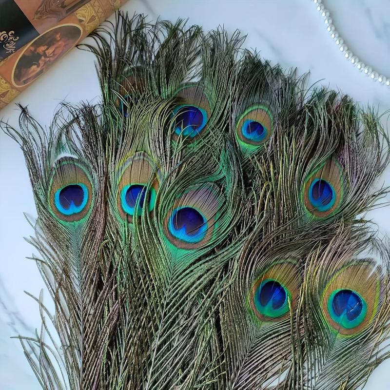 Artificial Peacock Feathers, 18pcs set Faux Feather, Scene DIY Craft for Home Room Table