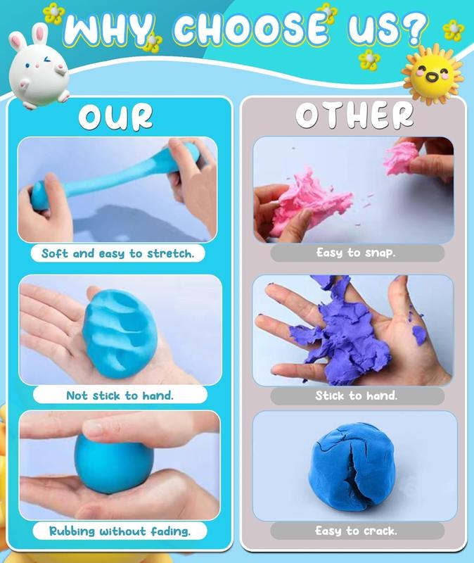 Christmas Gift For Kids Air Dry Clay - 60 Colors Air Dry Clay for Kids Adults, Polymer Modeling Foam Soft Magic Clay Crafts Kits for Kids