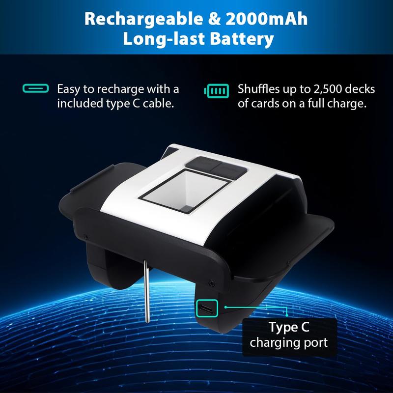 ShuffleBox S1 Automatic Card Shuffler with 2000mAh Rechargeable Battery, Low Noise, Card-Jam Free