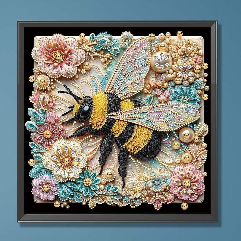 Bee Pattern DIY Diamond Art Painting Kit without Frame, DIY 5D Diamond Arts Painting Kit, Wall Art Decor for Home Living Room Bedroom