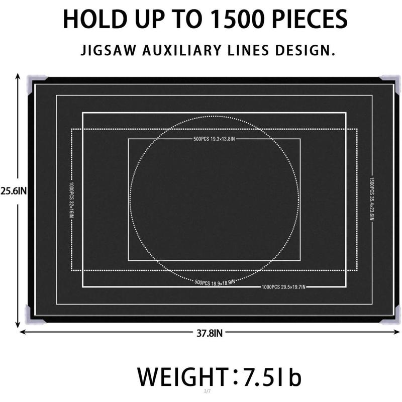 1500 count Jigsaw Puzzle Board - 6 Puzzle Sorting Trays for Puzzle Table Dualsided Size 25.6