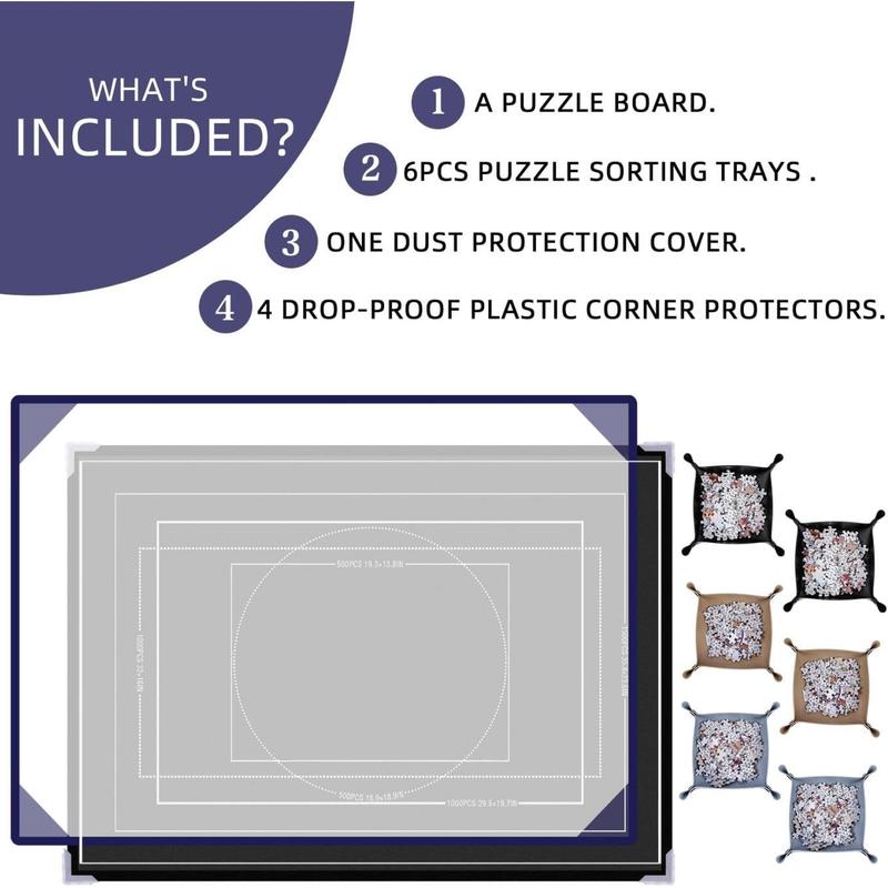 1500 count Jigsaw Puzzle Board - 6 Puzzle Sorting Trays for Puzzle Table Dualsided Size 25.6