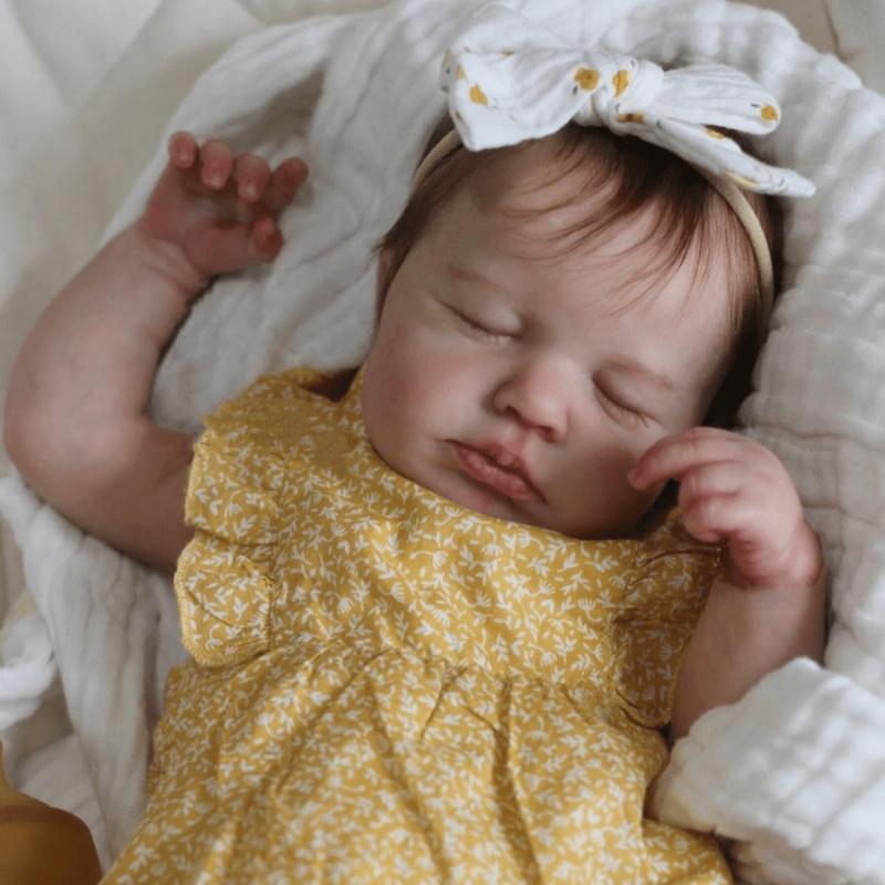 reborn baby doll,Realistic 50cm Asleep Reborn Baby Doll with 3D-Paint Skin and Visible Veins (Cloth Body, Vinyl Limbs) 20inch Newborn Bebe Girl Art Toy Lifelike Kids Birthday Gift