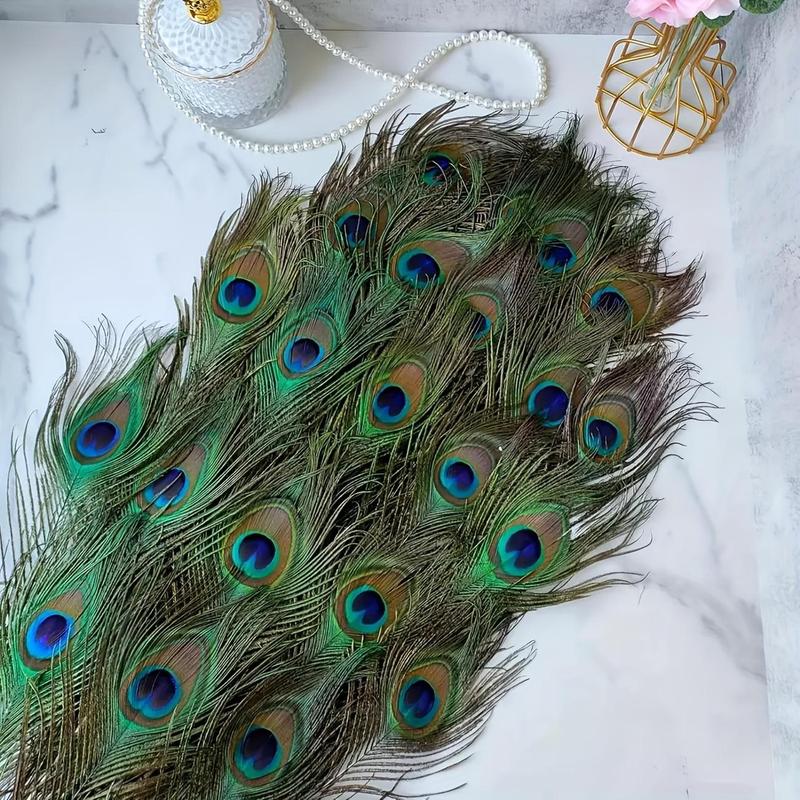 Artificial Peacock Feathers, 18pcs set Faux Feather, Scene DIY Craft for Home Room Table