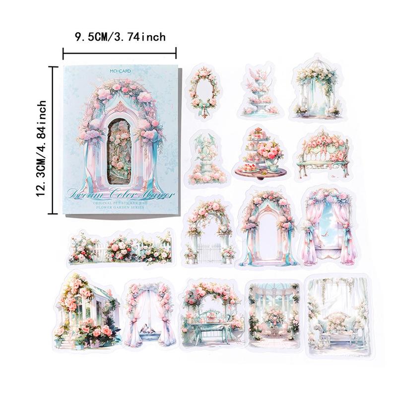 Flower Pattern Scrapbook Sticker (30pcs pack), Transparent PET Self Adhesive DIY Decorative Stickers for Scrapbooking Envelopes Wrapped Gifts Arts Stationery Computer Water Bottle