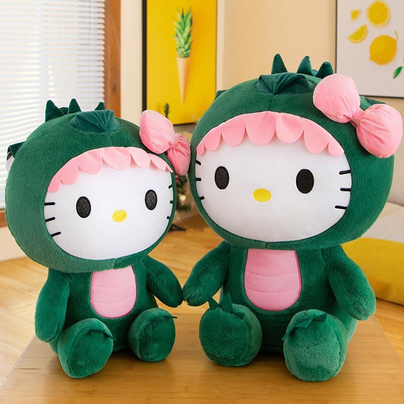 35cm Kawaii Hello Ki tty Dinosaur Plush Toy Cartoon Doll Room Decoration Sleeping Throw Pillow Kids Birthday Gift