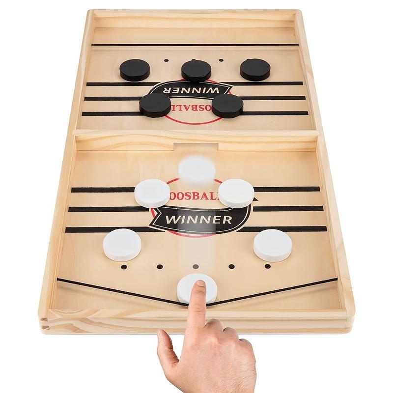 Family Fun: Fast Puck Game with Wooden Board for Interactive Play and Birthday Gifts