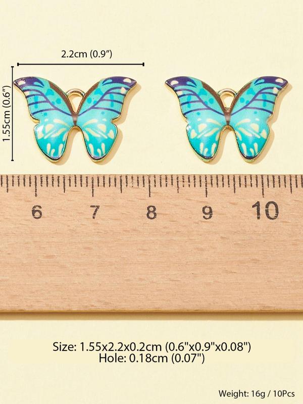 10pcs Butterfly Design Pendant, Fashion Alloy Diy Jewelry for Women for Gift, Fashion Accessories for Necklace, Bracelet, Earrings Making