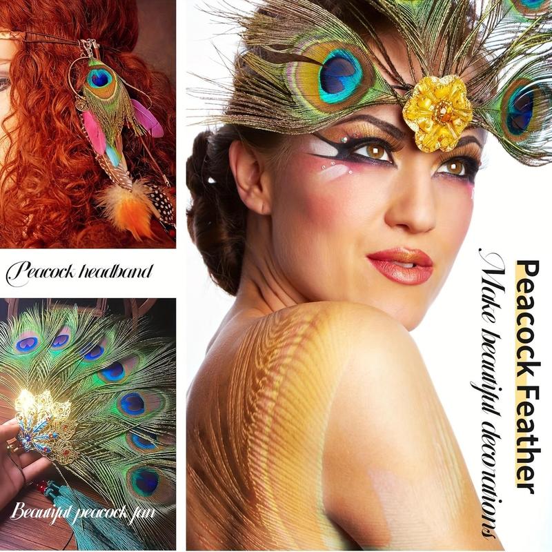 Artificial Peacock Feathers, 18pcs set Faux Feather, Scene DIY Craft for Home Room Table