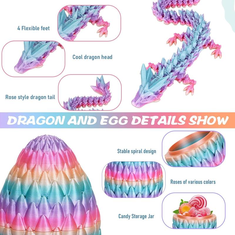 Dragon Egg -3D printed dragon egg in dragon, Crystal dragon joint dragon toys, 3D printed gift toys, executive desk toys, home office decoration, toy gifts for boys and girls