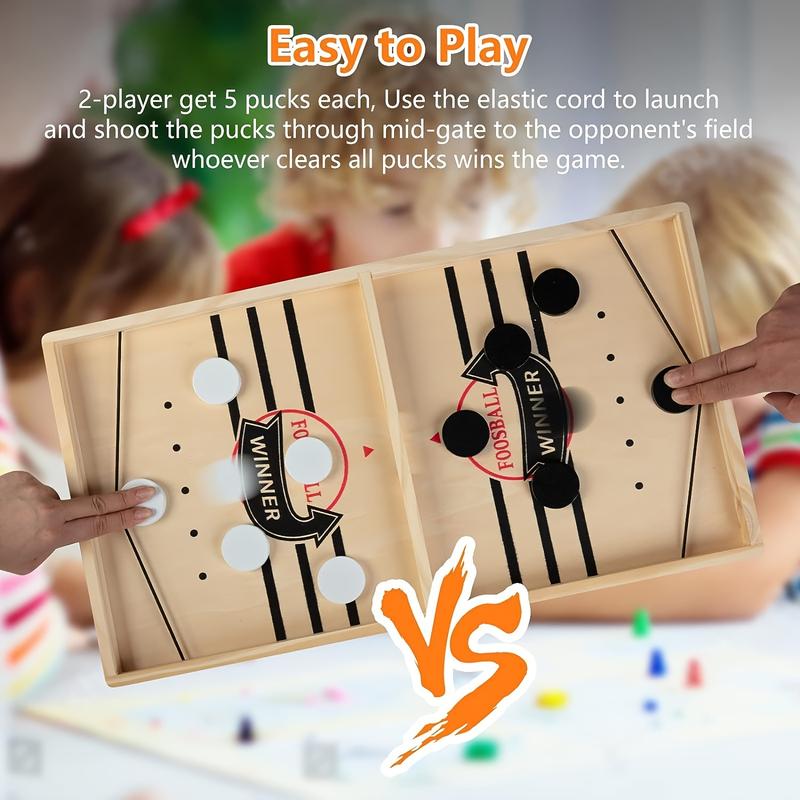 Family Fun: Fast Puck Game with Wooden Board for Interactive Play and Birthday Gifts