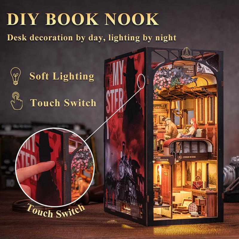 CUTEBEE DIY bookcase with LED lights. Creative DIY toys. Bookcase decoration. Holiday gift with LED lights,cover dust