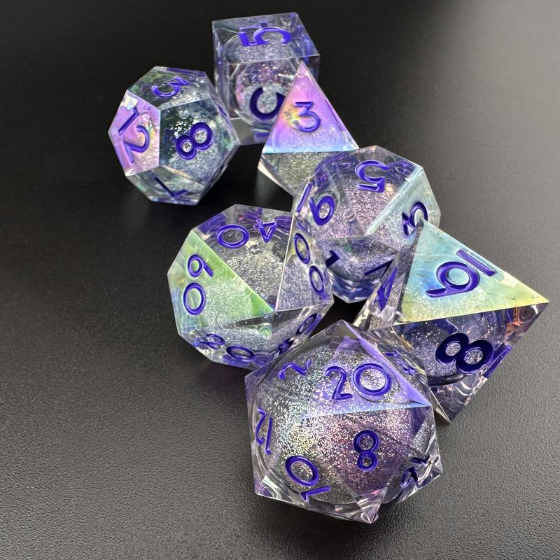 MinMax Misfits Starlight Enchantment Resin Polyhedral Set for Dungeons & Dragons (7 Pieces) | DnD | Pathfinder | Tabletop RPGS |  | TTRPGs