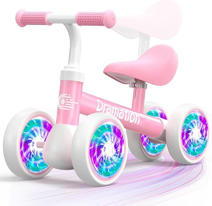 Colorful Lighting Kids Balance Car, Adjustable Pedal-Free Seat Balance Car, 4 Lighting Silent Wheels, Christmas Ride-On Toy Gift for Girls balance bike Infant Balance