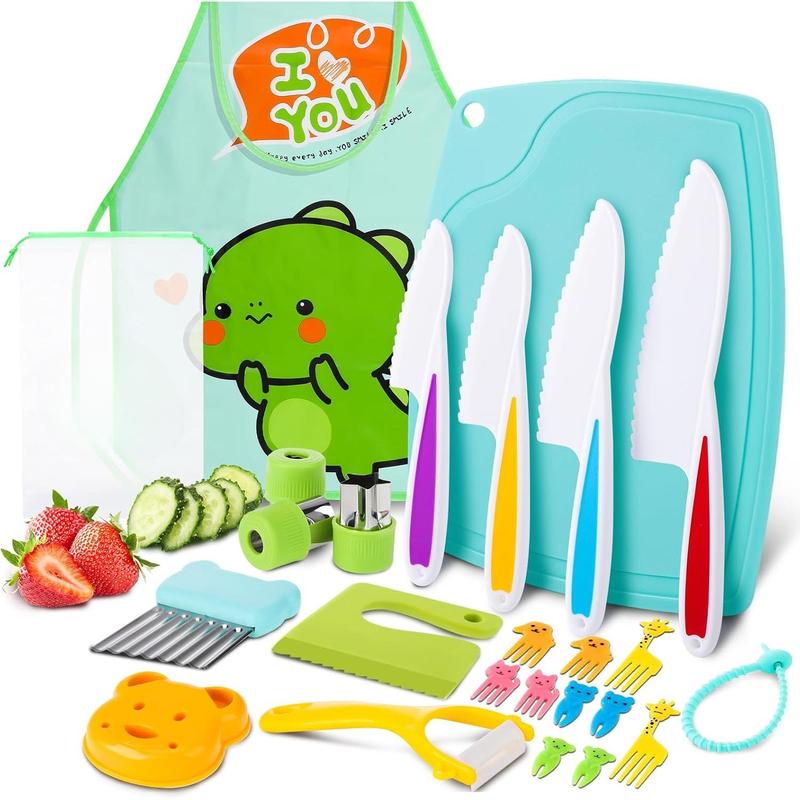 20 Pieces Kids Kitchen Utensils Set for Real Cooking, Kids Kitchen Tools Children Cutting Board and Cookware Set, Toys Gift for Boys Girls