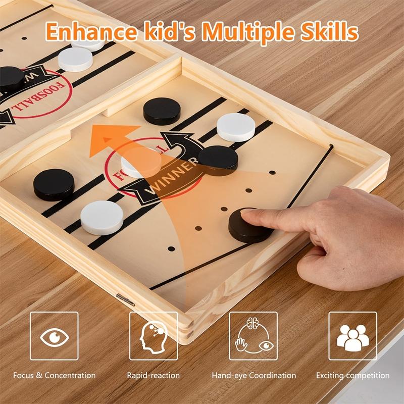 Family Fun: Fast Puck Game with Wooden Board for Interactive Play and Birthday Gifts